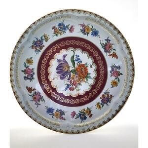 Tray-Tin-Vintage Daher Decorated Ware-Made in England-12.5 in-Gold Tone Trim